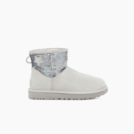 UGG Classic Mini Sequin Stars - Boots Dame - Grå Lilla (NO-T557)